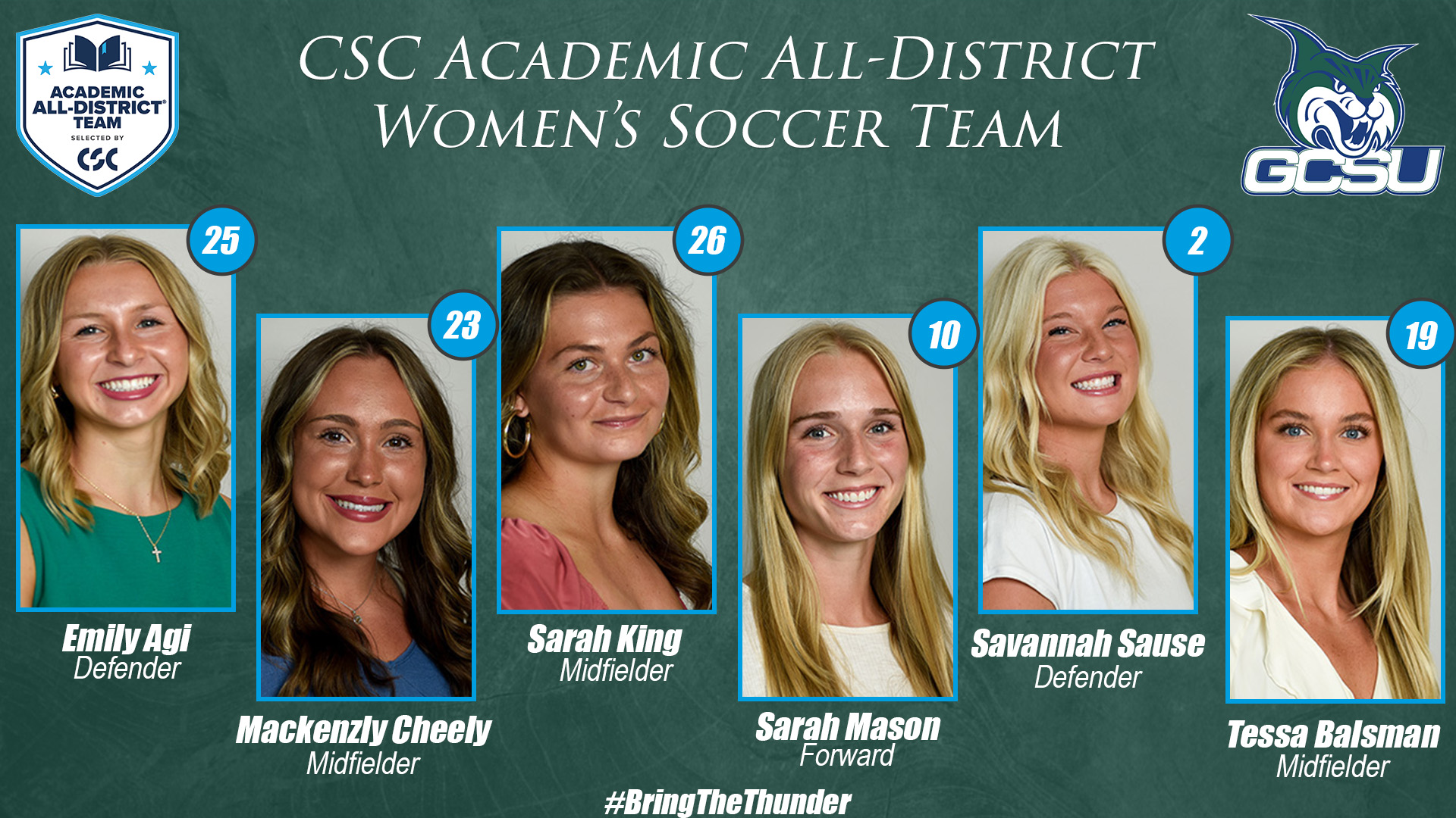 CSC Academic All-District Women's Soccer Team