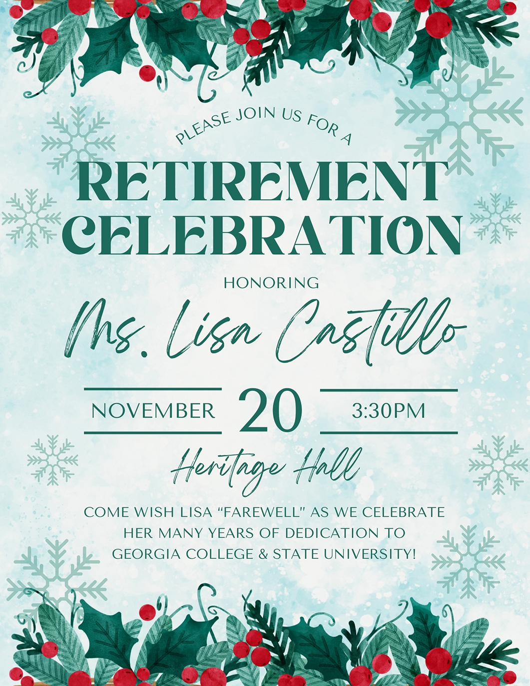 Join us for a retirement celebration for Lisa Castillo