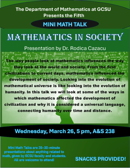 Flyer with information about the mini math talk