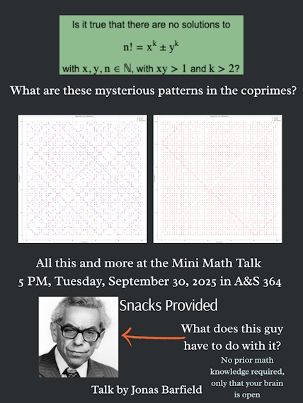 Flyer advertising the event, featuring a picture of Paul Erdos
