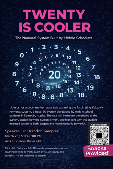 Banner with information about the presentation and an image of a galaxy made of numbers