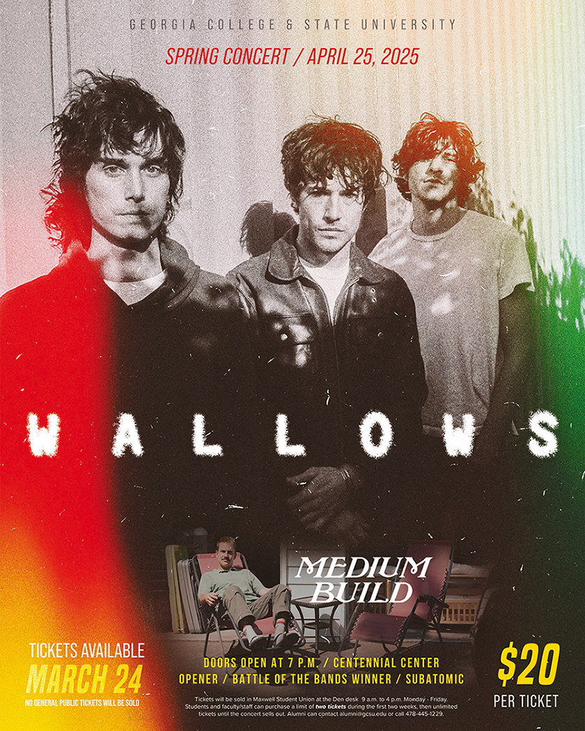 Photo of the band Wallows with text of concert information