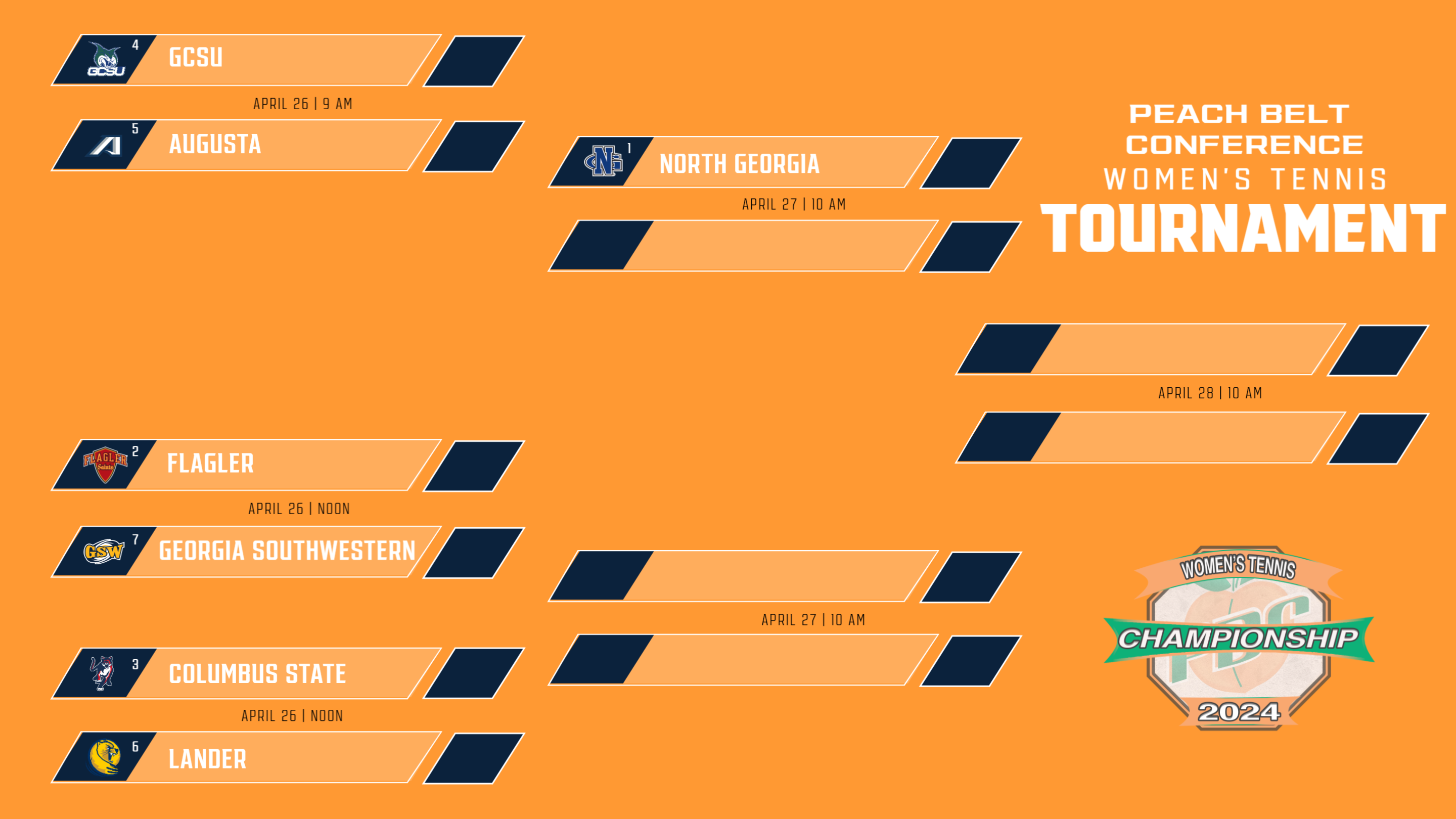 2024 Peach Belt Conference Women's Tennis Tournament Bracket