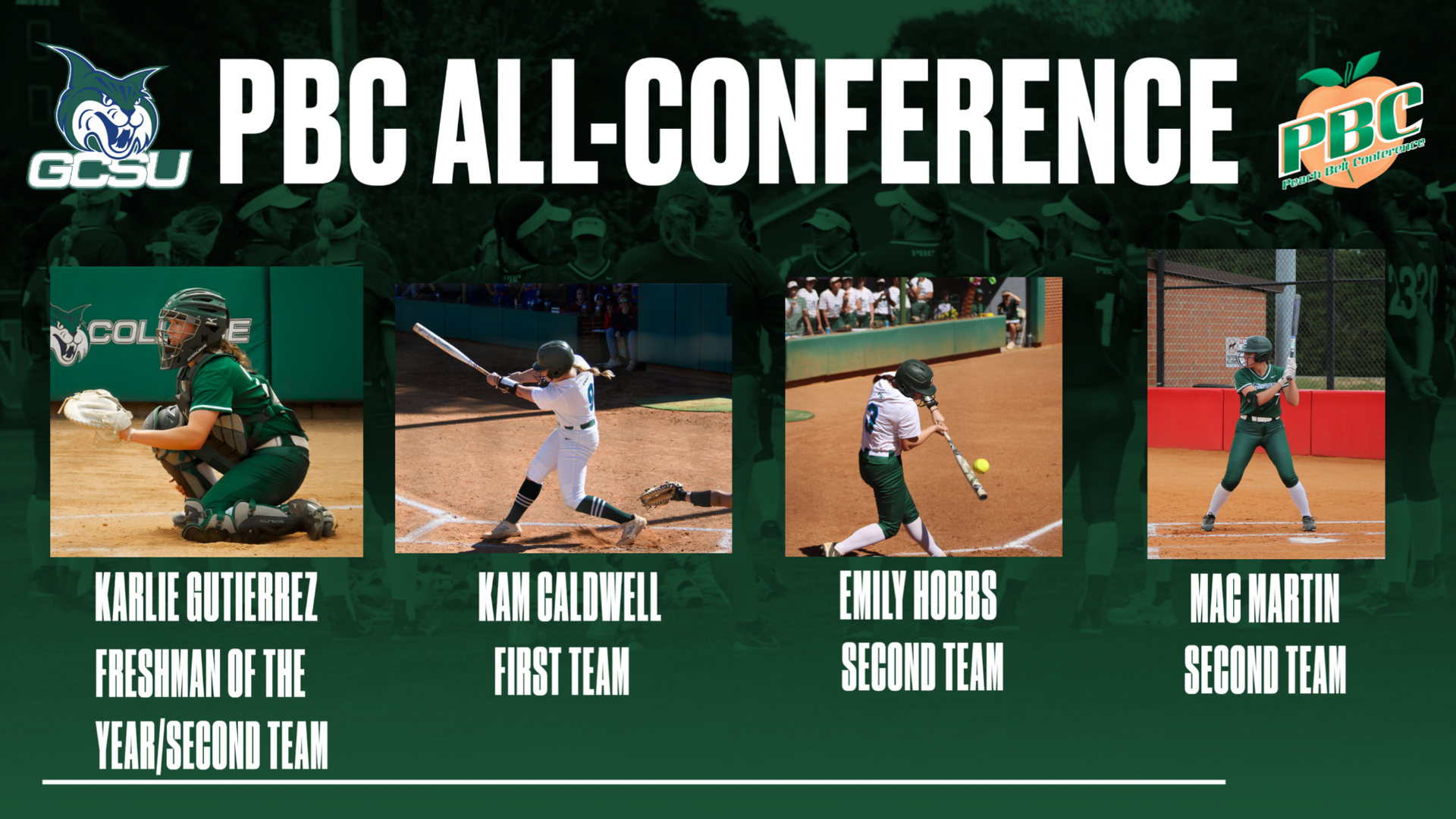 Four GCSU softball players honored by the Peach Belt Conference