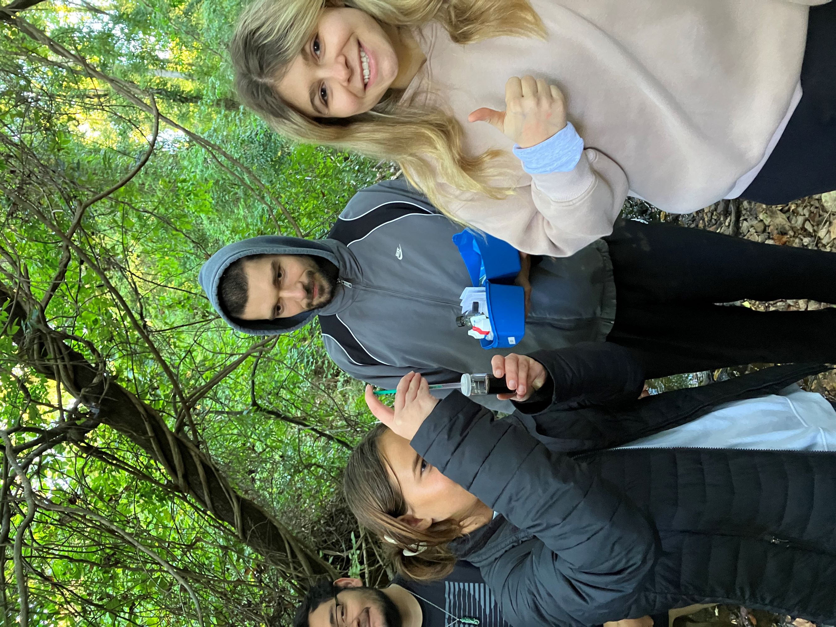 GCSU students conducting stream monitoring